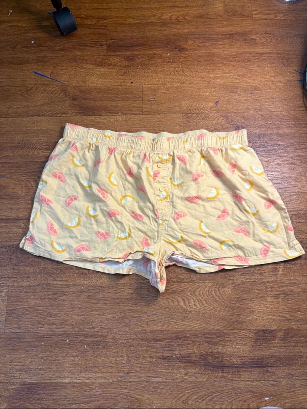 PINK Victoria's Secret Yellow Boxer Citrus-Print Sleep Shorts